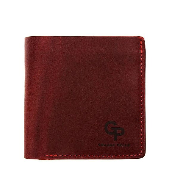 Портмоне Lettera з монетницею, бордове Grande Pelle 537161