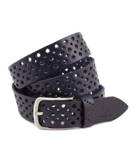 Шкіряний ремінь Casual, синій перфорація Grande Pelle 431012308