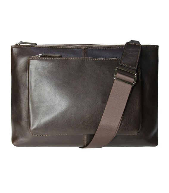Чоловіча сумка Grande Pelle 260х370х105 мм глянцева шкіра SICILIA  шоколад