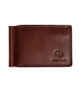 Затиск з монетницьою, коньяк Grande Pelle 125623
