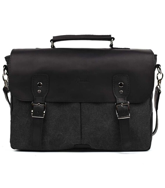 Чоловіча сумка портфель з canvas і кінської шкіри TARWA RAG-3960-3md