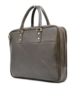 Чоловіча шкіряна сумка-портфель тонка, коричнева TARWA TC-4766-4lx
