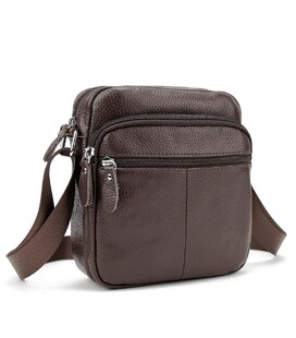 Шкіряний компактний чоловічий месенджер коричневий Tiding Bag M56-0080C - фото