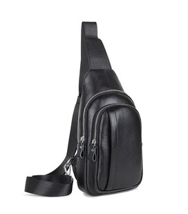 Мужской кожаный черный слинг на плечо Tiding Bag A25F-6601A фото