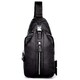 Сумка-слинг черная кожаная Tiding Bag F-A25F-5003A фото