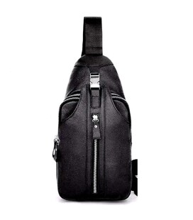 Сумка-слинг черная кожаная Tiding Bag F-A25F-5003A фото