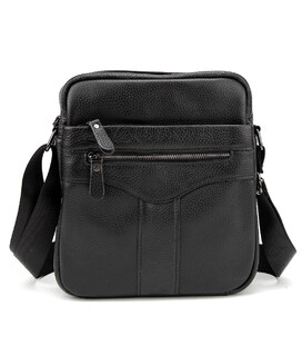 Шкіряний маленький чоловічий месенджер чорний Tiding Bag M56-0187A - фото