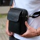 Мужская кожаная борсетка 22х16х8, мессенджер из натуральной кожи, черная фото