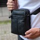 Чоловічий месенджер з натуральної шкіри 21х16х7, барсетка на кожен день, чорна - фото