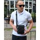 Мужской мессенджер из натуральной кожи 21х16х7, барсетка на каждый день, черная фото