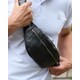 Мужская бананка из натуральной кожи 31х16х8, сумка нагрудная, черная фото