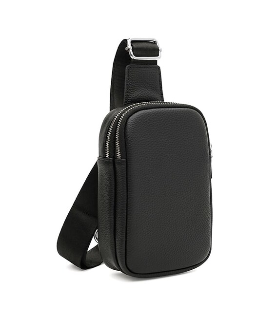 Женский кожаный рюкзак через плечо Borsa Leather K17107bl-black