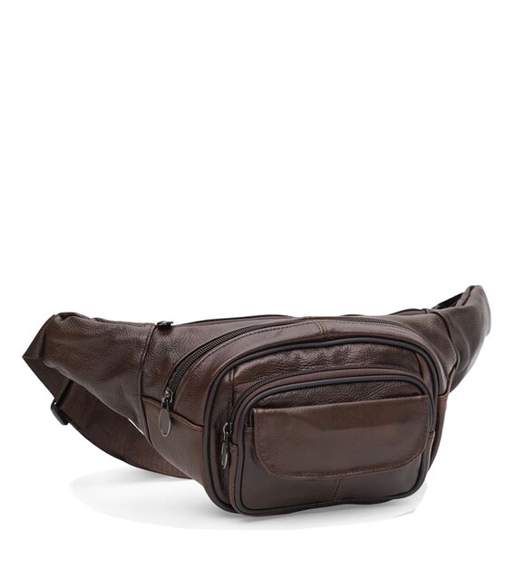 Мужская кожаная сумка на пояс Keizer K18014br-brown фото