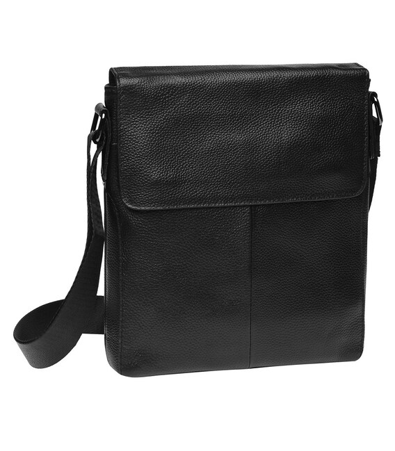Мужская кожаная сумка на плечо Borsa Leather K18168-black фото