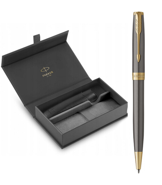 Набор Parker SONNET Grey Lacquer GT BP (шариковая ручка + чехол) фото