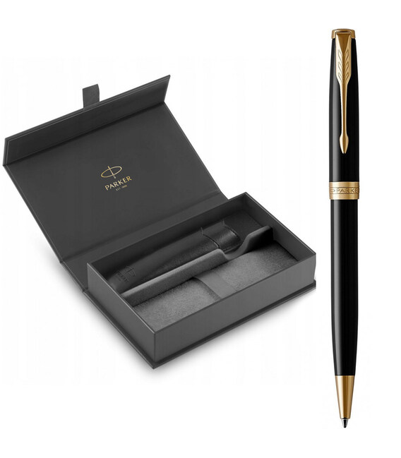 Набор Parker SONNET Black Lacquer GT BP (шариковая ручка + чехол) фото
