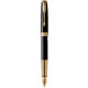 Набір Parker SONNET Black Lacquer GT FP18 F (перова ручка + шкір.чохол) - фото