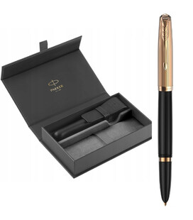 Набор Parker PARKER 51 Deluxe Black GT FP18 F (перьевая ручка + кож.чехол) фото