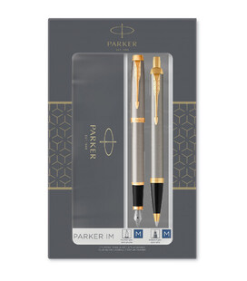 Набор ручек Parker IM Brushed Metal GT FP+BP (перьевая + шариковая) фото