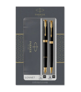 Набір ручок Parker SONNET Matte Black GT FP+BP (перова + кулькова) - фото