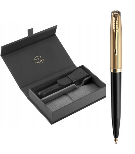 Набор Parker PARKER 51 Deluxe Black GT BP (шариковая ручка + кож.чехол) фото