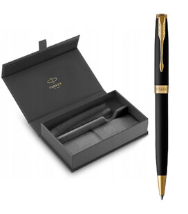 Набір Parker SONNET Matte Black Lacquer GT BP (кулькова ручка + чохол) - фото