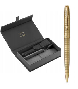 Набір Parker SONNET SE Cisele Gold GT BP (кулькова ручка + оксамит.чохол + шкір.чохол) - фото