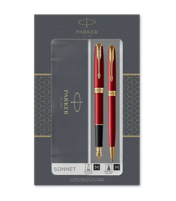 Набір ручок Parker SONNET Intense Red GT FP+BP (перова + кулькова) - фото
