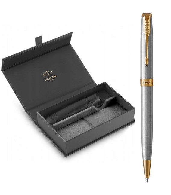 Набор Parker SONNET Stainless Steel GT BP (шариковая ручка + чехол) фото