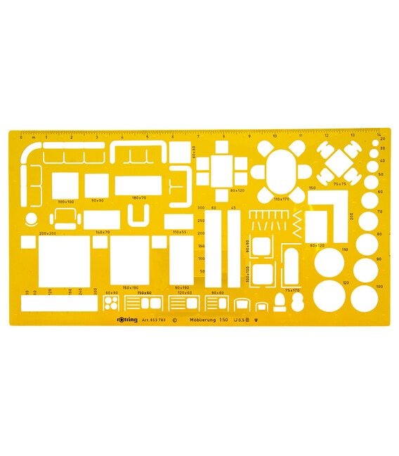 Трафарет для дизайна мебели Rotring 1:50 (300х155мм) S0238921 фото