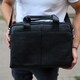 Мужская деловая сумка из кожи 37х28х7 см, портфель для ноутбука и офиса, черный фото