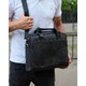 Мужская деловая сумка из кожи 37х28х7 см, портфель для ноутбука и офиса, черный фото