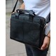 Мужская деловая сумка из кожи 37х28х7 см, портфель для ноутбука и офиса, черный фото