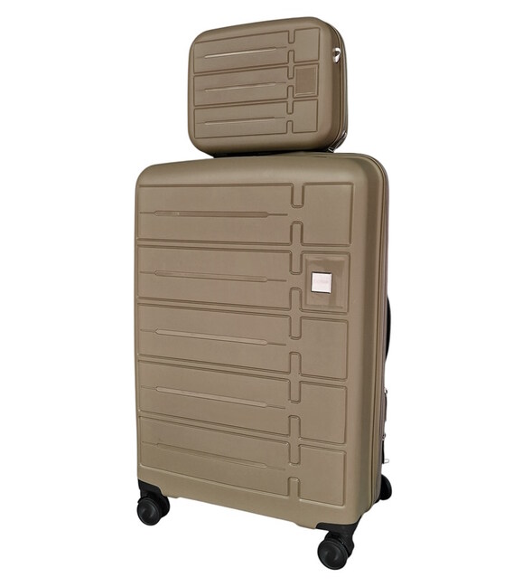 Комплект большой L чемодан с кейсом Carbon 65903 шампань фото