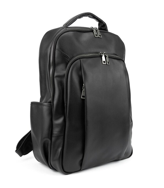 Чоловічий шкіряний рюкзак чорний Tiding Bag 1665A