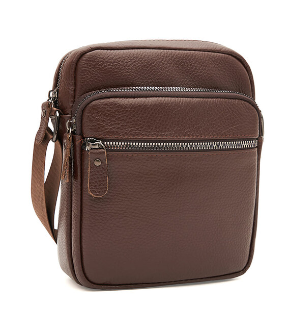 Сумка через плечо кожаная мужская Borsa Leather K19803-1L-brown