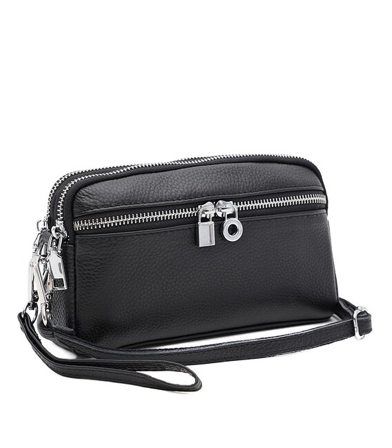 Женская кожаная сумка Borsa Leather K11668bl-black