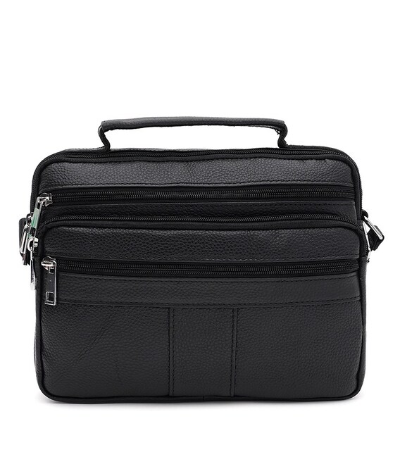 Мужская кожаная сумка Borsa Leather K1090bl-black фото