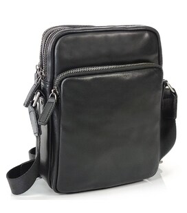 Сумка чоловіча шкіряна чорна Tiding Bag 168A
