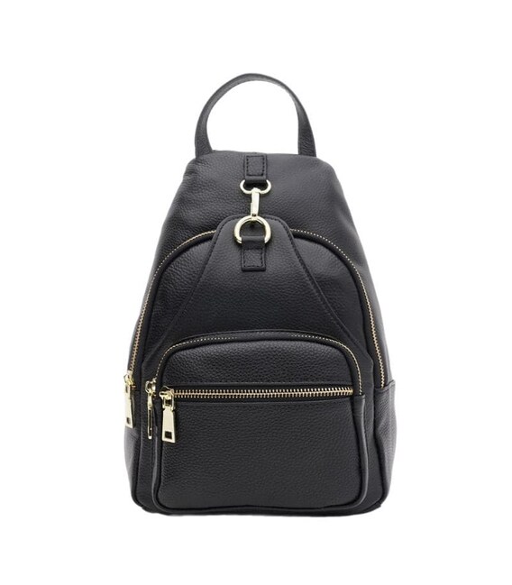 Женский кожаный рюкзак Borsa Leather K1162-black - фото