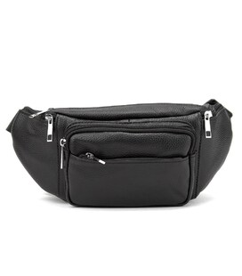 Містка шкіряна сумка на пояс чорна Tiding Bag M56-2030A