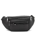 Вместительная кожаная сумка на пояс черная Tiding Bag M56-2030A