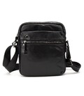 Месенджер класичний в гладкій шкірі чорний Tiding Bag 8717A