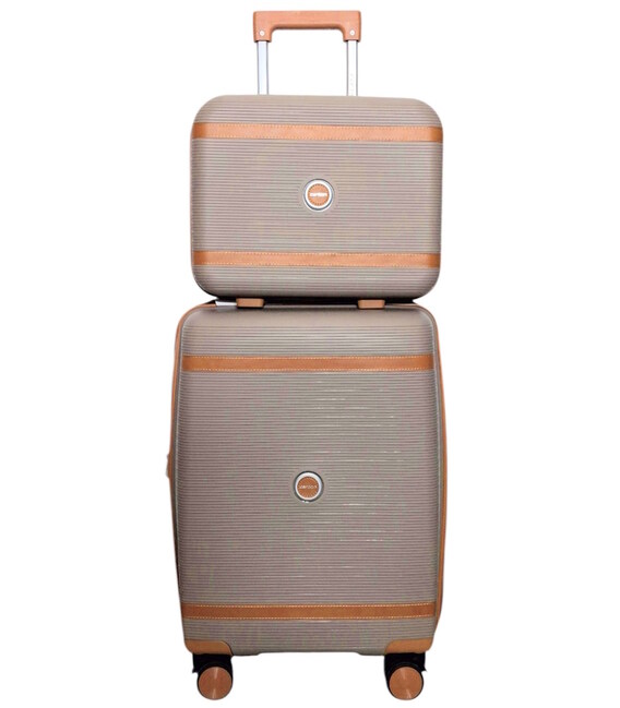 Комплект маленький чемодан + кейс Carbon 7898 цвет шампань фото