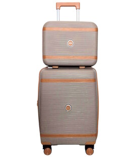Комплект маленький чемодан + кейс Carbon 7898 цвет шампань фото