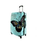 Чемодан Bagia Бабочка маленький S голубой фото, картинка, изображение