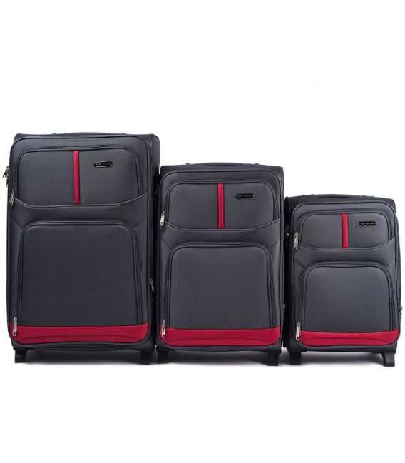 Набор Чемоданов Wings 206 серый 2 колесный фото, картинка, изображение