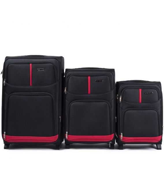 Набор Чемоданов Wings 206 черный 2 колесный фото, картинка, изображение