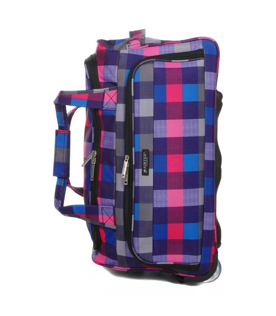 Дорожная сумка на колесах Airtex 824/55 клетчатая фото, картинка, изображение