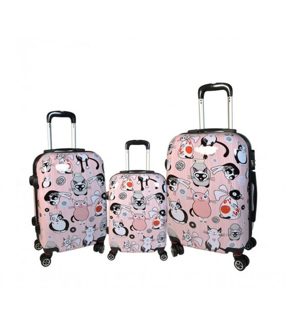 Набор чемоданов Airtex 809 Pink Cat фото, картинка, изображение